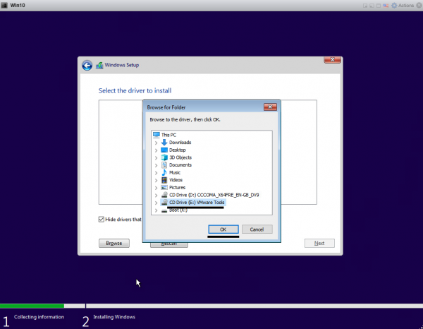 How to load VMware PVSCSI controller driver while installing Windows 10 ...